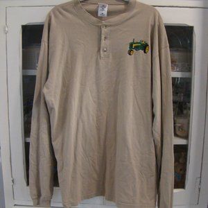 Fruit of the Loom John Deere Tractor X-Large Long Sleeve Shirt XL Tan